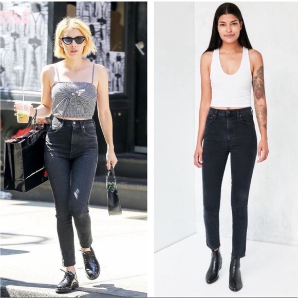 AGOLDE Roxanne Super High Rise Skinny in Jet 26 - Picture 1 of 10
